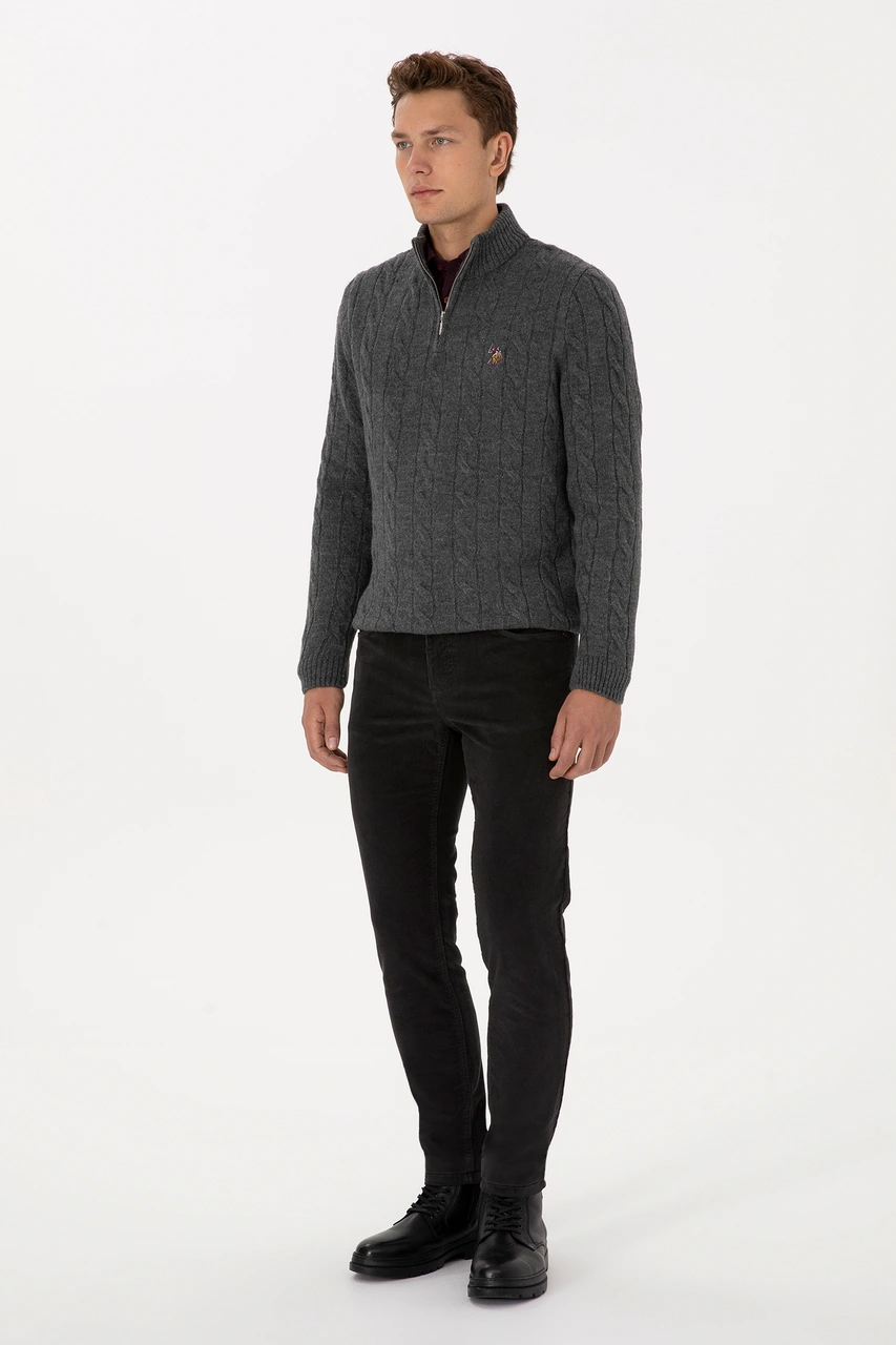 U.S. Polo Assn. Erkek Gri Slim Fit Kanvas / Chino Pantolon 50310150-VR024