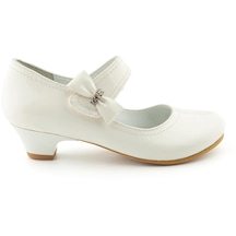 Beyaz Rugan Kız Çocuk Topuklu Abiye Ayakkabı