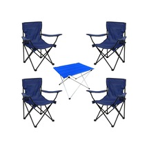 Kampçılık Savex 4'lü Bardaklı Katlanabilir Sandalye Ve Masa Seti - Lacivert Dy.001