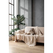 Miracolo Home Açık Kahve Pamuklu Dekoratif Koltuk Örtüsü 170x230 Boyutlu Optimal Kaymaz Tasarım