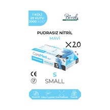 Nitril Mavi Pudrasız Muayene Eldiveni S - 1 Koli-20 Paket-2000'li