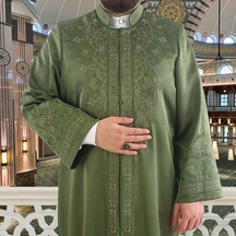 Lüks Veşkuru İmam Cübbesi - Yeşil Çok Renkli
