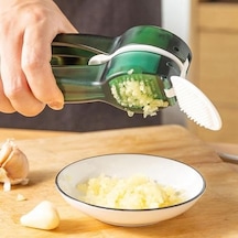 Ergonomik Saplı Pratik Sarımsak Ve Zencefil Ezici - Yeşil Mutfak Rendeleyici Ve Sarımsak Püresi Yapıcı Açık Bej