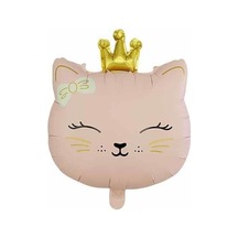 Prenses Taçlı Kedi Tasarımlı Pembe Folyo Balon Pembe