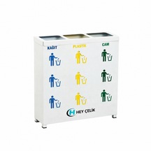 3 Lü Sıfır Atık Kutusu Geri Dönüşüm Ünitesi Gd-213 Metal Atık Ayrıştırma Sistemi Hey Çelik