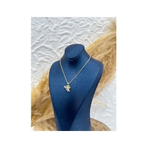 925 Ayar Gümüş Gold Kaplama Kelebek Lotus Kadın Kolye Gümüş Gümüş