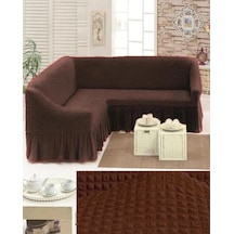 StarMall Bürümcük Köşe Koltuk Örtüsü, Kanepe, Koltuk Kılıfı, Eteli Koyu Kahve