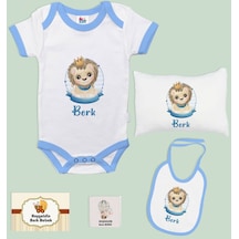 Bk Kids Kişiye Özel İsimli 5 Parça Mavi Bebek Body Zıbın Yastık Hediye Seti, Yeni Doğan Bebek Giyim Hediyesi-2