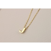 Glorria Gümüş 3 Boyutlu Minimalist J Harfi Kolye Sarı