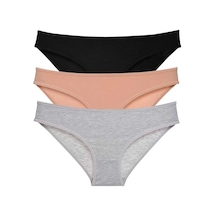 3 Adet Süper Eko Set Likralı Kadın Slip Külot Siyah Ten Gri Çok Renkli