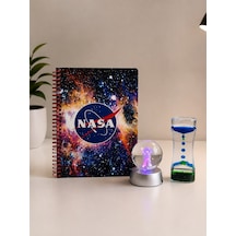 Nasa Masa Üstü Hediye Seti Spiralli Defter, Astronot Kristal Küre Led Lamba, Damla Zamanlayıcı