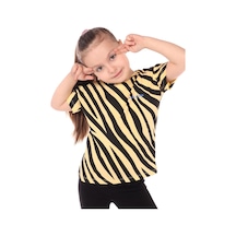 Toontoy Kids Toontoy Kız Çocuk Baskılı Bisiklet Yaka Kısa Kollu Tişört Sarı