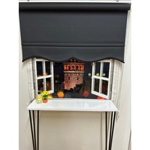 Mat Siyah Dilimli Stor Perde Siyah