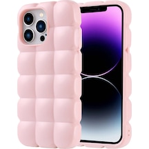 Apple Uyumlu iPhone 14 Pro Max Kılıf Parlak Esnek Silikon Tchs Dom Dom Kapak - Pembe Pembe