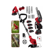 Dragro Drg-21v 2'li Set 21v Çift Akü R Uzatmalı Kollu Çalı Ot Biçme Şarjlı Tırpan Ve Testere 4 Akülü
