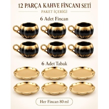 Valkyrie 6 Kişilik Siyah Gold Balkabağı Model Türk Kahvesi Fincan Takımı 12 Parça 80 Ml Çeyizlik Siyah