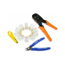 Rj45 Sıkma Pensesi + 100 Adet Rj45 Konnektör + Yan Keski Network Seti