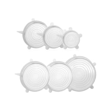 Silikon Streç Kapak Seti, Gıda Saklama Kabı Kapağı, Plastik, Çok Renkli, 6'lı Set, Elde Yıkanabilir