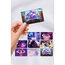 Oshi No Ko Kart Kaplama Sticker 8 Adet Çok Renkli