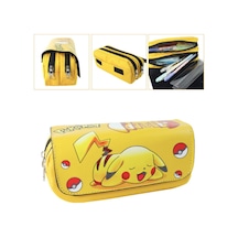 Pokemon Pikachu Cift Fermuarli Büyük Kapasiteli Okul Kalem Kutusu