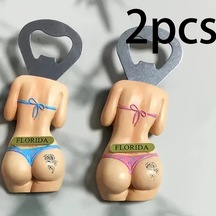 Primepickings Mavi Pembe 3d Bikini Desenli Paslanmaz Çelik Seyahat Bardağı Ve Şişe Açacağı Mavi+pembe