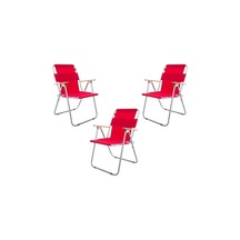 Bofigo 3 Adet Katlanır Sandalye Kamp Sandalyesi Balkon Sandalyesi Katlanabilir Piknik ve Bahçe Sandalyesi Kırmızı