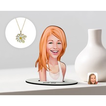 Kişiye Özel Kadın Karikatürlü 3D Ahşap Biblo Ve Isimli Tarihli Pa N11.1580
