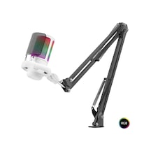 Rgb Mikrofon Seti Boom Mikrofon Kolu, Type-c, 192khz, 24bit, Beyaz - Me6s35w