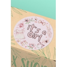 Its A Girl Kız Bebek Yuvarlak Sticker Etiketi 3x3cm St2421 Çok Renkli