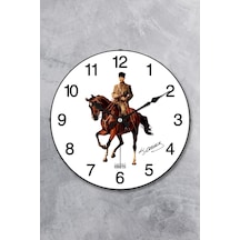 Atatürk Duvar Saati Akar Saniye Sessiz Mekanizma 36 Cm 0240-beyaz-şekilli-48cm