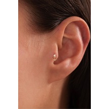 14 Ayar Altın Taşlı Çapa Tragus Küpe