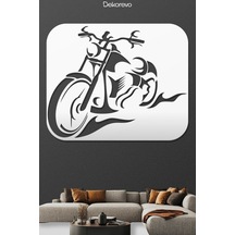 Motosiklet Metal Duvar Tablosu - Metal Duvar Sanatı - Beyaz - 40 X 50 Cm