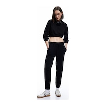 Koton Beli Bağcıklı Şardonlu Yüksek Bel Oversize Jogger Spor Eşofman Altı Siyah 6wak40122nk Siyah