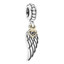 Nur Silver Gold Detaylı Kanat Gümüş Charm Nur-bl00123