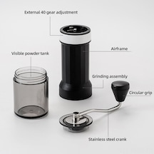 Ulzyvf 40 Seviye Ayarlı Kahve Değirmeni - Çift Bilyalı, Seyahat/kamp Öğütücü Beyaz Beyaz