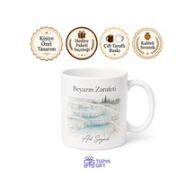 Pamukkale Travertenleri Çizimli Beyazın Zarafeti Doğal Güzellik Kupa Bardak Hediye Beyaz / Çok Renkli