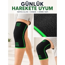 Siyah Yeşil Örme Dizlik Esnek Ve Nefes Alabilen Spor Diz Desteği - Lisinya