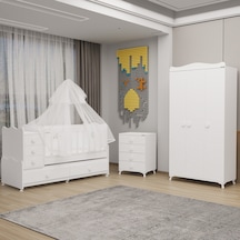 Garaj Home Melina Yıldız 3 Kapaklı Bebek Odası Uyku Seti - Beyaz Beyaz