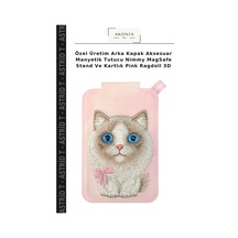 Özel Üretim Arka Kapak Aksesuar Manyetik Tutucu Nimmy Magsafe Stand Ve Kartlık Pink Ragdoll 3d