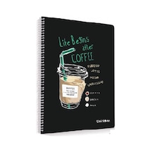 Coffee Plastik Kapak 96 Yaprak Kareli Spiralli A4 Defter