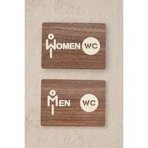 İkili Takım Wc Women-men Yönlendirme Tabelası - Ceviz