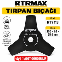 Rtrmax Üç Taraflı Ot Biçme Tırpaan Bıçağı 250 X 1.6 25.4 Mm Kod :rty 113 Misina