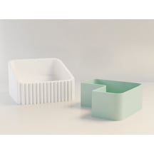 Bezos 3d Baskı Fıstık Kasesi - Çift Hazneli Kabuk Ayırıcı Sunum Kasesi - Beyaz Mint Ventra Beyaz - Mint
