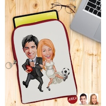 Bk Gift Kişiye Özel Sevgililer Karikatürlü Taşınabilir Koruyucu Tablet Kılıfı & Organizer Çanta - Kırmızı-15 Kılıf