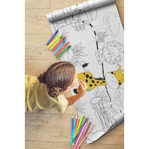 Melolisa Safari Temalı Aktivite Boyama Kağıdı 2.5 Metre Rulo - Bebek Ve Çocuk Için Eğitici Aktivite Kağıdı