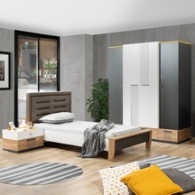 Genç Odası, Relax Genç Odası, Dolap, Karyola, Komodin (441530193) Antrasit - Beyaz