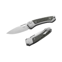 Lionsteel Twain- Gray Titanium / Green Canvas Kamp Çakı Çok Renkli