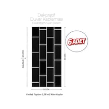 30x60 Cm Kendinden Yapışkanlı Duvar,banyo,tezgah Arası Kaplama Siyah Tuğla Desen 88104-30-6