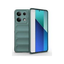 Xiaomi Redmi Note 13 4g Kılıf Kamera Korumalı Esnek Silikon Parmak Şeritli Celikaksesuar Koyu Yeşil