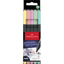 Faber-Castell Grip Finepen İnce Keçe Uçlu Kalem Seti, 5’li, Pastel Renkler, 0.4 mm Uç, Metal Destekli